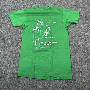 Unknown T-Shirt Mens M Green Excellent Old Trappers Never Die Funny Hunting Tee